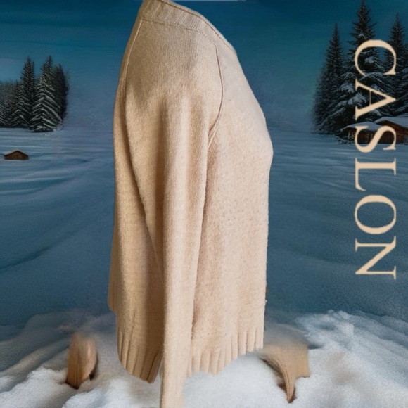 95 Caslon Women's Light Tan Crew Neck Sweater - Picture 4 of 10